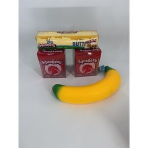 Sunny Days Squeezy LOT of 4 - Butter, Strawberry, Banana Viral Sensory Squishy